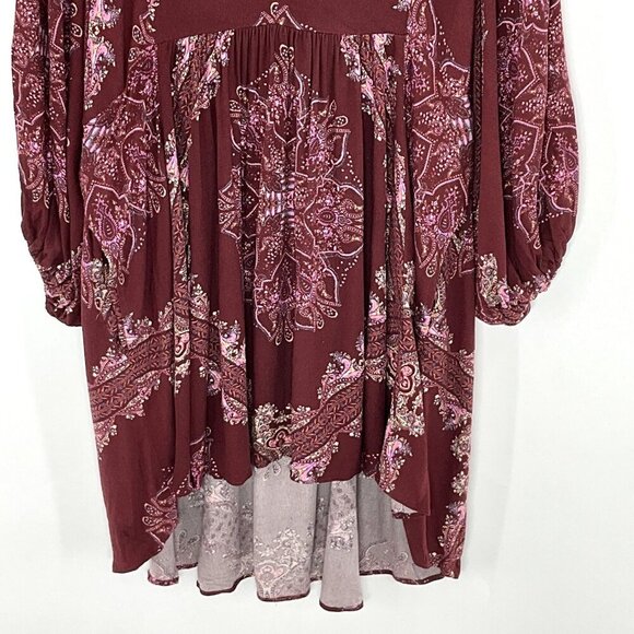 Free People Dress Women XS V-Neck Balloon Sleeve Romantic Peasant Boho Flowy - Picture 9 of 16